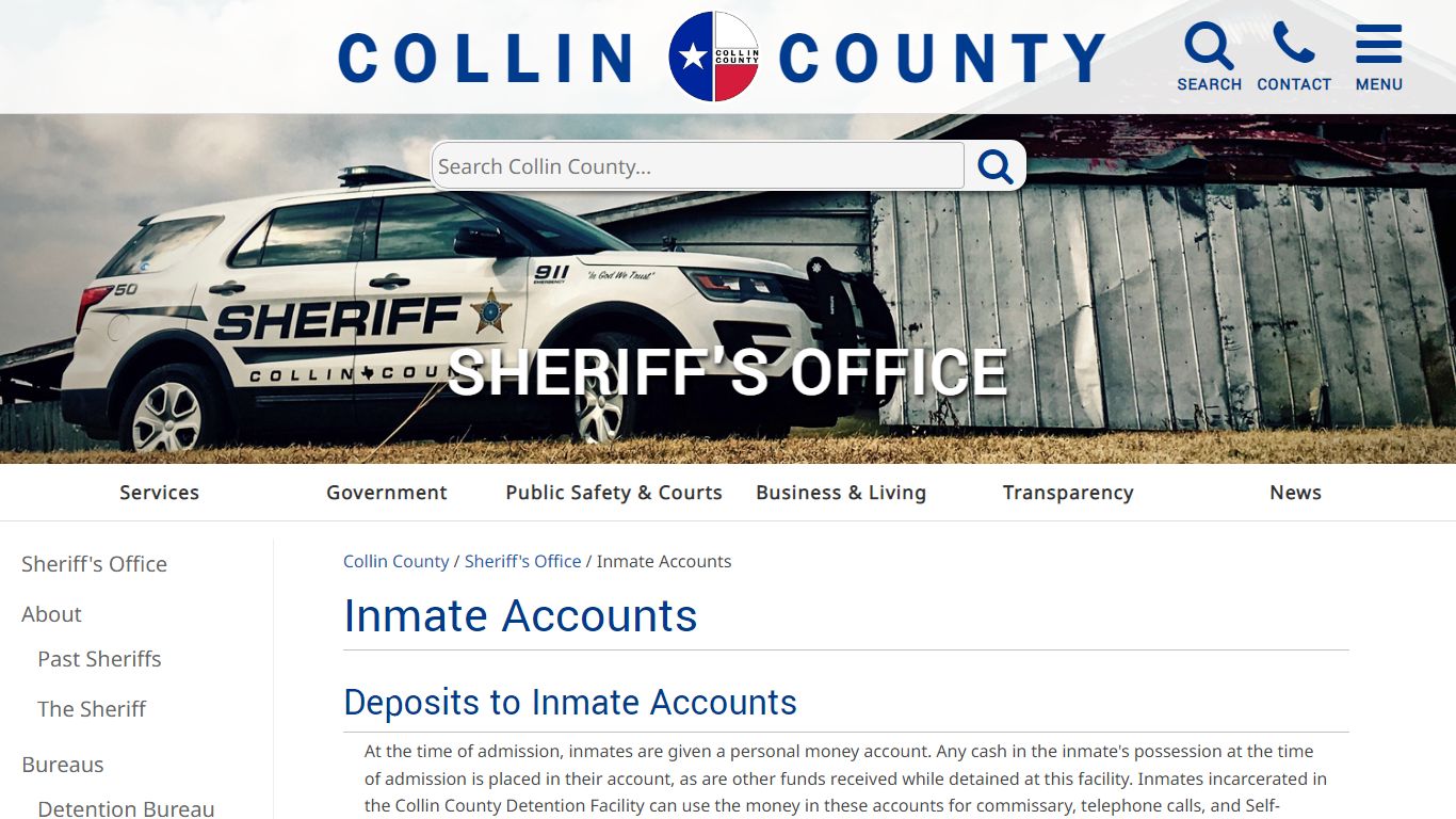 Sheriff's Office Inmate Accounts - Collin County